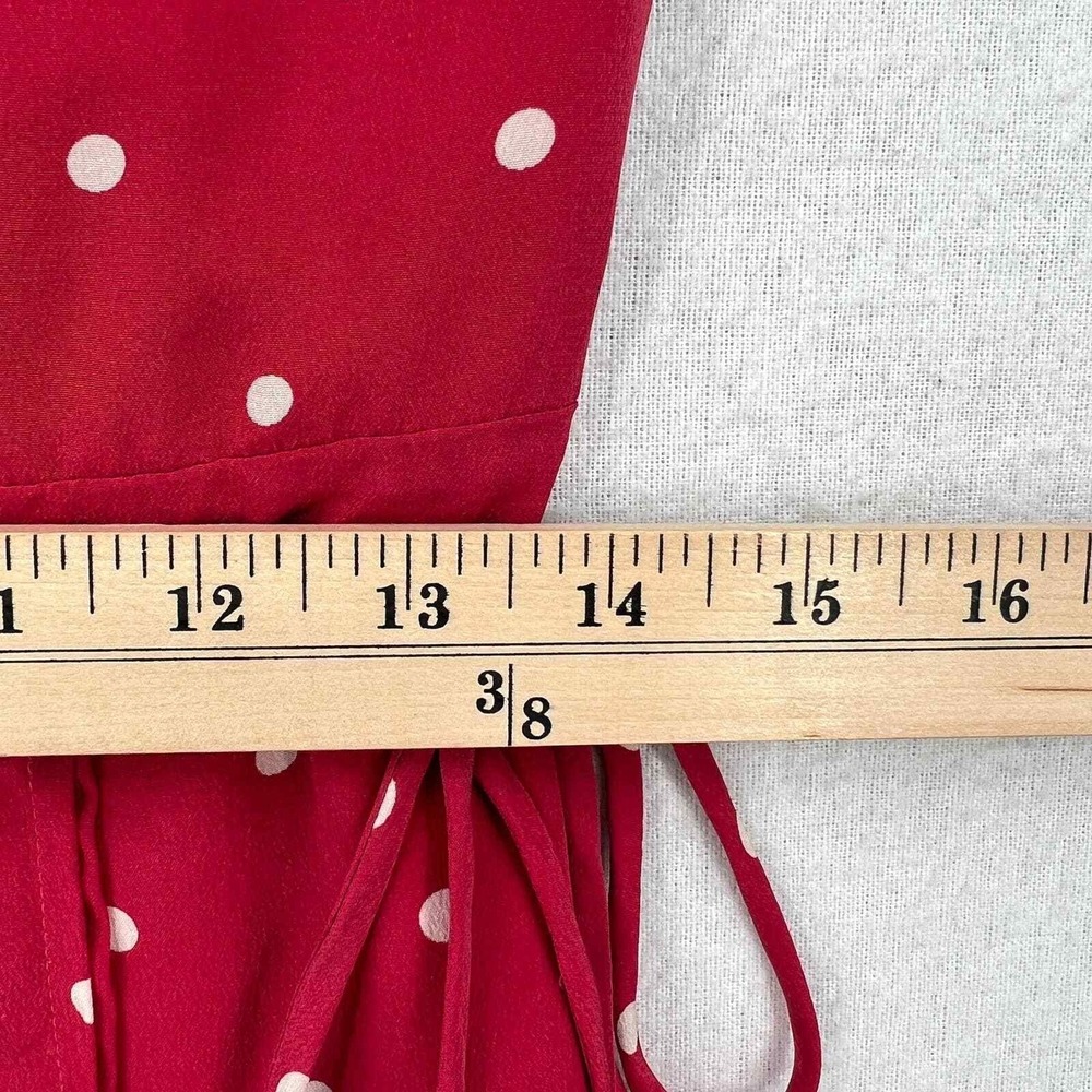 RAILS Leanne Polka Dot Dress Womens Medium Raspberry Red Silk Wrap Mini Short - Picture 15 of 16